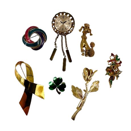 Lot of Costume Jewelry Brooches