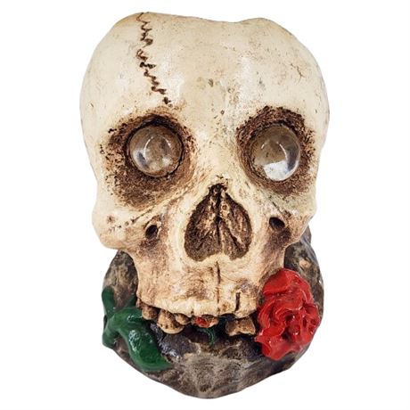 Vintage 70s JASON CHRISTOBLE Matchless Grove Chalkware Skull Candle Holder