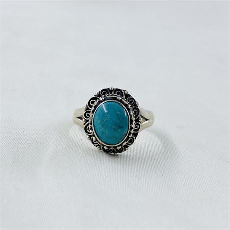 8.4g Sterling Turquoise Ring Size 9.5