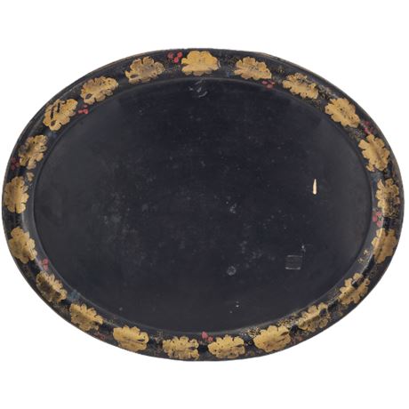 Vintage Gold Leaf Hand Painted Oval Tray