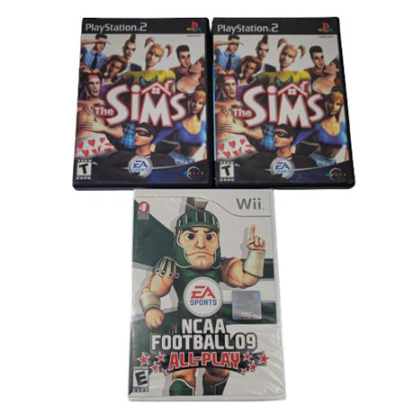 Set of 2 The Sims PS2 / NCAA Football 09 All-Play Wii