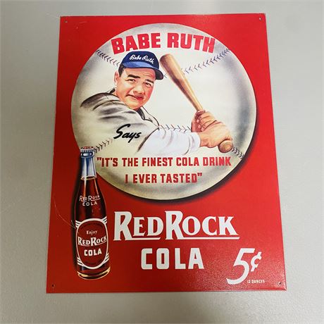 12.5x16” Babe Ruth Red Rock Cola Retro Advertising Sign