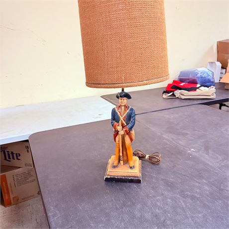 Vintage Chalkware Soldier Statue Lamp