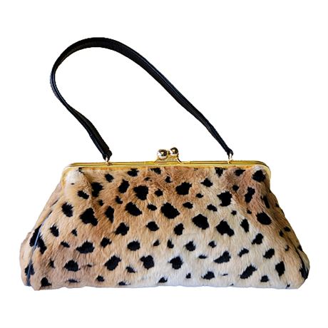 Glenda Gies "Jackie" Handbag Retro Plush Cheetah Print