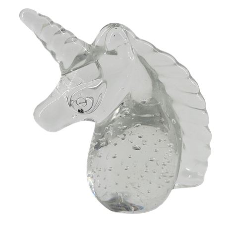 Hand-Blown Bubble Glass Unicorn Paperweight Taiwan R.O.C.