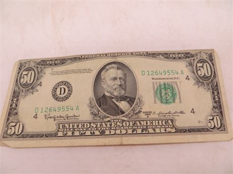 1950 D Federal Reserve Note # D12649554 A