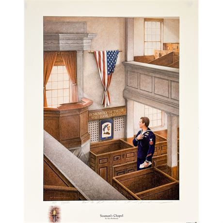 Lithographic Print of the Painting "Seaman's Chapel" by Artist Ben Richmond