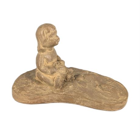 Martie Strubel for Haeger Pottery Cast Resin Sculpture Girl at Beach w/Bucket