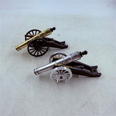 2 Vintage Brass Cannons