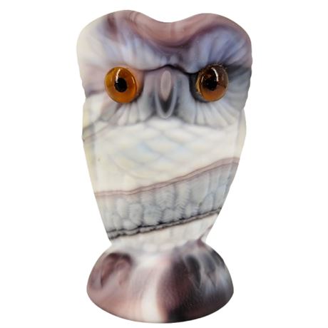 Vintage Imperial Purple Slag Glass Owl Creamer