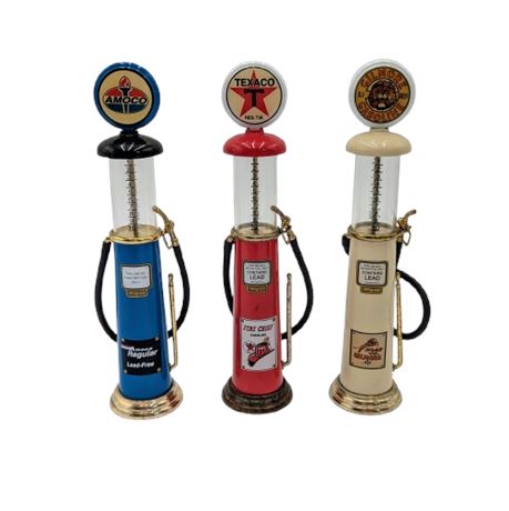 Three Die Cast 8" Replicas of Vintage Gas Pumps