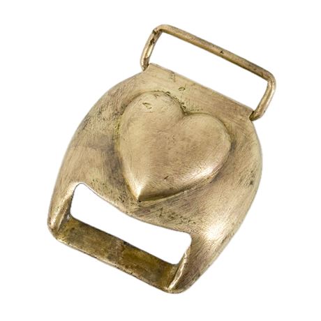 Antique Brass Embossed Heart Horse Harness Buckle
