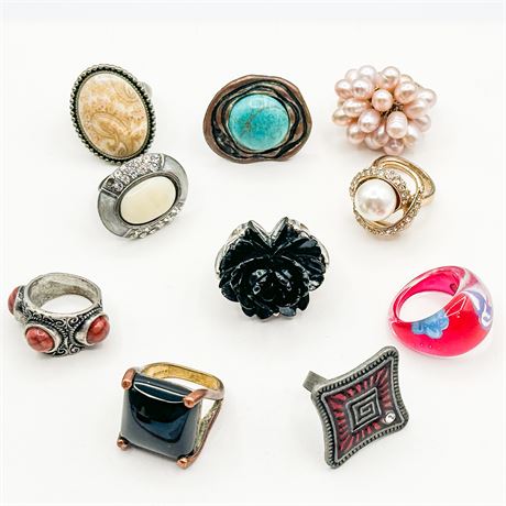Lot of 10 Vintage Statement Rings