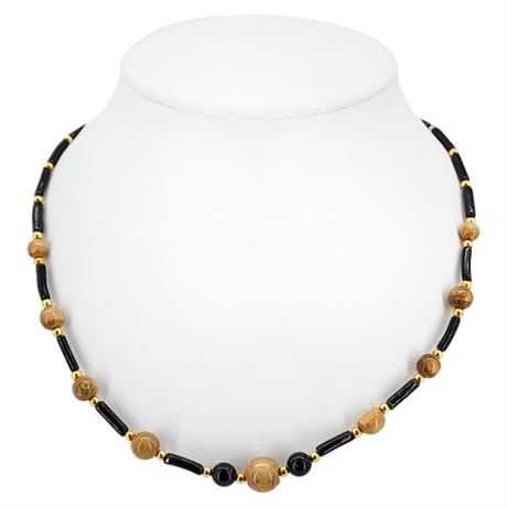 Vintage Japan Made Wood Beaded Necklace