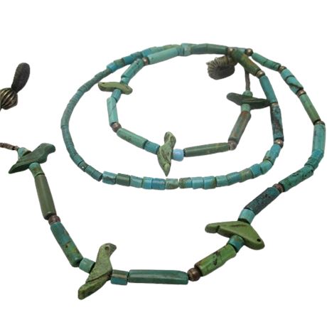 Southwestern Eyeglass Lanyard Chain Turquoise Beads & Stone Bird Fetish Accents