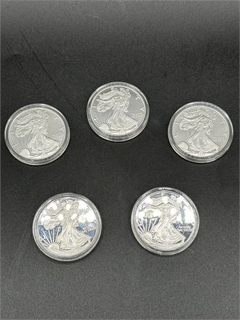 Five Silver Dollar Replicas
