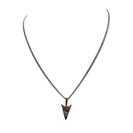 Amway Silver Tone Chain and Arrow Charm with Abalone Inlay