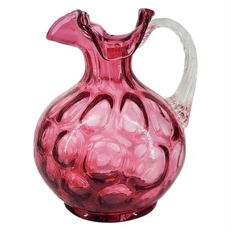 Vintage FENTON Dot Optic Cranberry Glass Pitcher