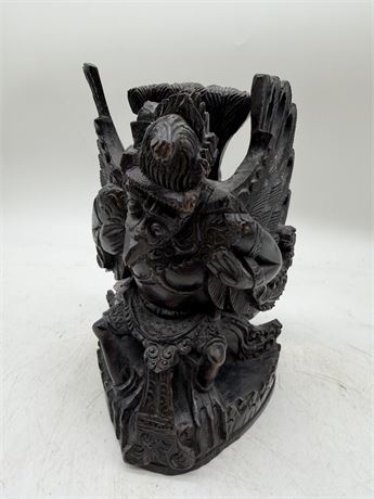 Antique Balinese Garuda Statue Hand Cared Dark Ebony Wood