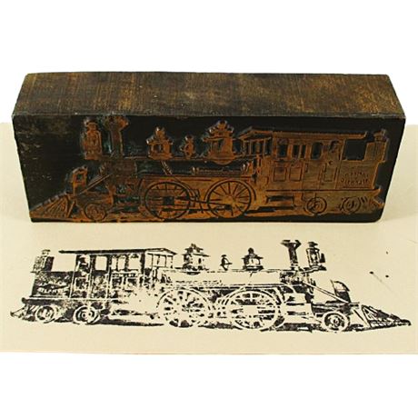 Vintage Letterpress Printing Block ~ LOCOMOTIVE TRAIN