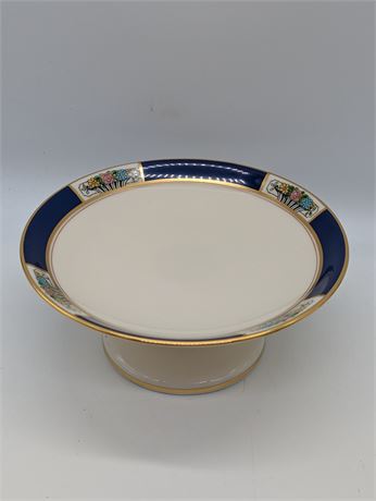 Vtg Lenox Meadowbrook Flowers Blue Footed Candy Dish