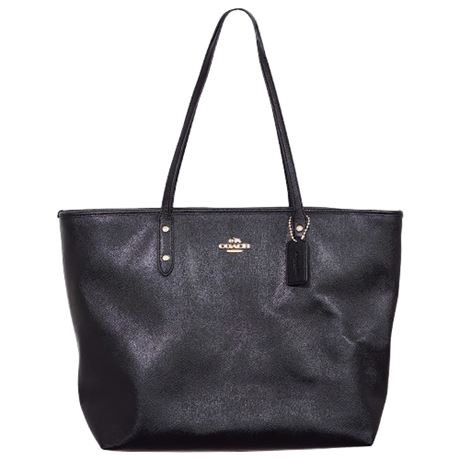 Coach Black Saffiano Leather City Tote Shoulder Bag w/ Dust Bag