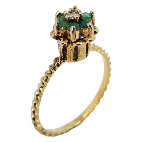Vintage ROSS SIMONS Gold Over Sterling Silver Peridot Cupcake Ring, Sz 6.75