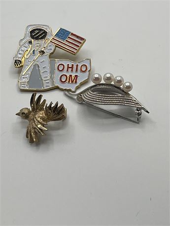 Bird, leaf, ohio OM pins