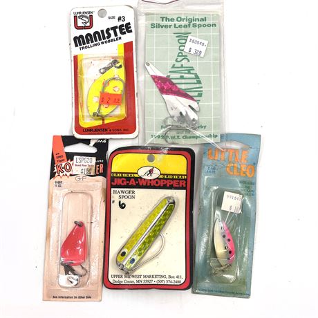 Vintage NEW Fishing Lure Lot- Little Cleo, Luhr Jensen Manistee, Jig-A-Whopper