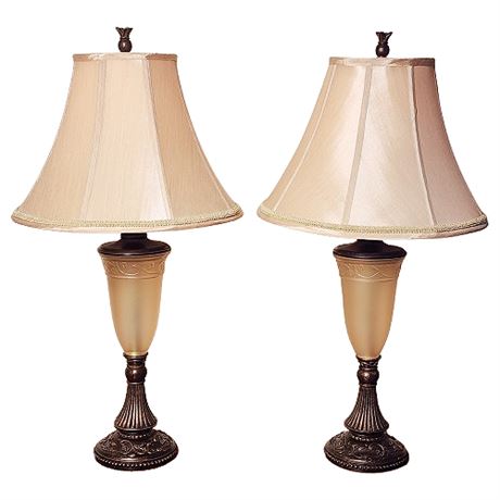 Pair Kathy Ireland Sorrento Traditional Vintage Table Lamps
