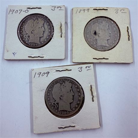 3 Barber Half Dollars
