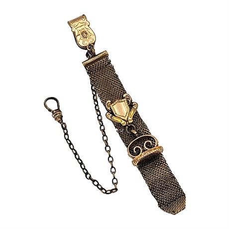 Antique Victorian Pocket Watch Chain w/ Mesh Fob