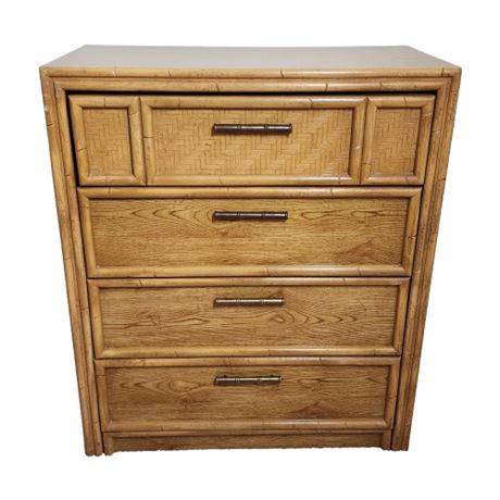 Vintage Lea Faux Bamboo Oak 4 Drawer Chest of Drawers