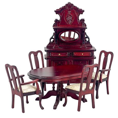 Vintage Town Square Miniatures 1:12 Scale Mahogany 6 Piece Dining Set