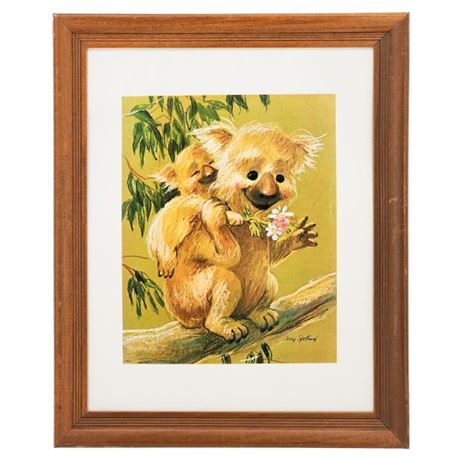 Vintage Suzy Spafford Koalas Framed Art Print, Flawed