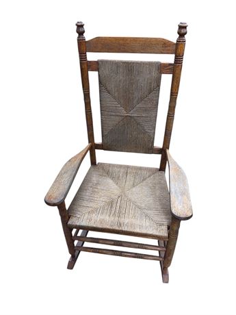 Rush Seat & Back Wooden Rocker