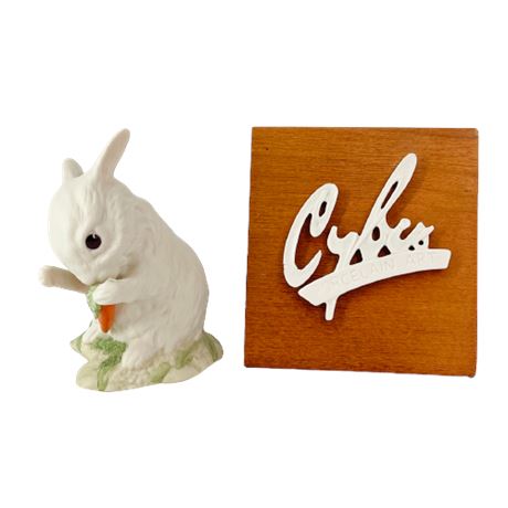 Cybis Bunny Figurine & Logo Display