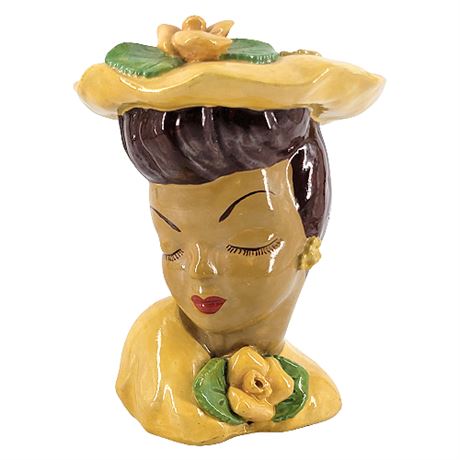 Mid-Century Chalkware Lady Head Vase