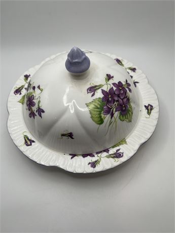 Shelly  violets pattern covered butter dish