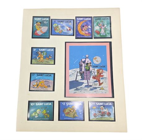 Vtg Disney Stamps Saint Lucia