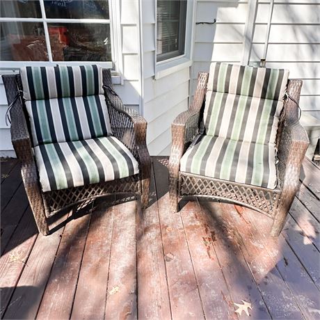 Pair of All Weather Wicker Outdoor Patio Chairs