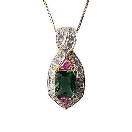 Suzanne Somers Sterling Silver Gemstone Pendant Necklace