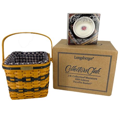 Longaberger JW Collection Miniature 1999 Edition Two-Pie Basket & Pie Plate