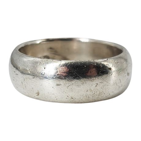 Vintage Wide Sterling Silver Band Ring, Sz 10.25