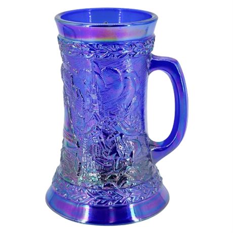 Vintage Fenton American Bicentennial Mug in Cobalt Blue Carnival Glass