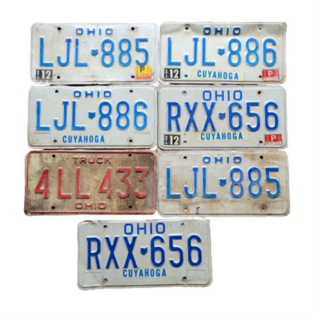 Vintage Ohio License Plates, Lot of 7