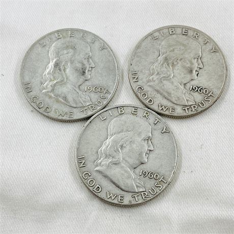 3 - 1960 Franklin Half Dollars