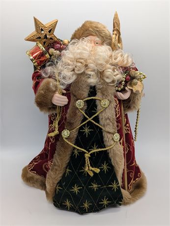 Large Santa Clause Velvet Tree Topper/Self-standing Porcelain Face/Hands