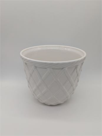 Vintage White Haeger Pottery USA Planter #5125 White Basket Weave