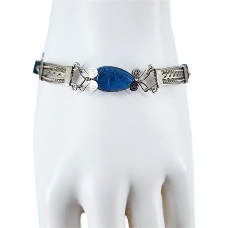 Artisan Made Silver Tone & Glass Bracelet
